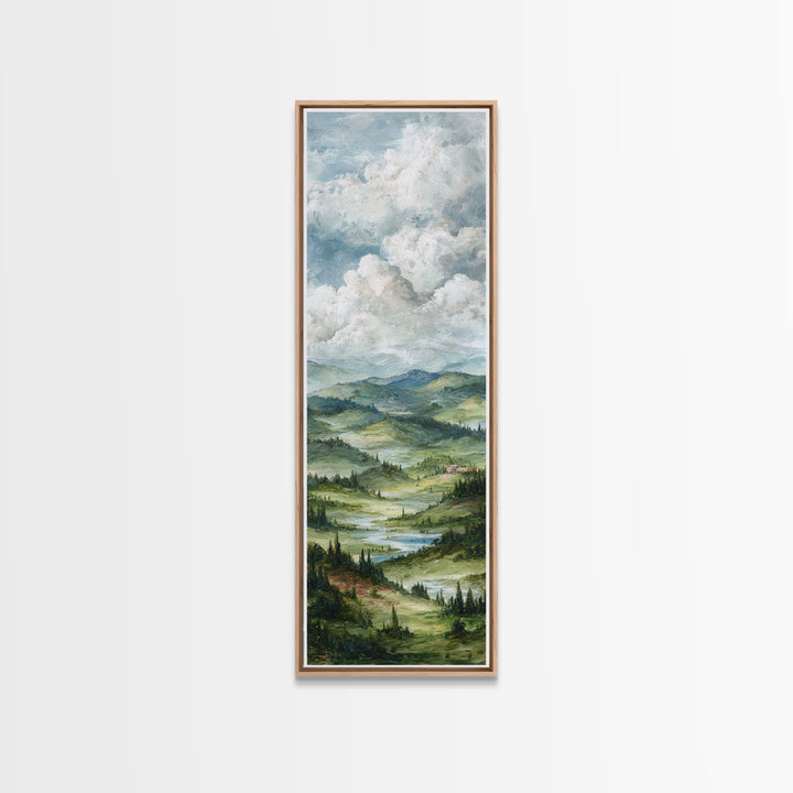 Rolling Green Hills Canvas Print, Landscape Art, Neutral Decor, Living Room Decor, Oil Painting, Horizon, Home Decor, LAN-1x3-42