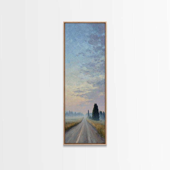 Old Country Road Canvas Print, Landscape Art, Farmhouse Decor, Living Room Decor, Fine Art, Horizon, Floral Wall Art, LAN-1x3-56