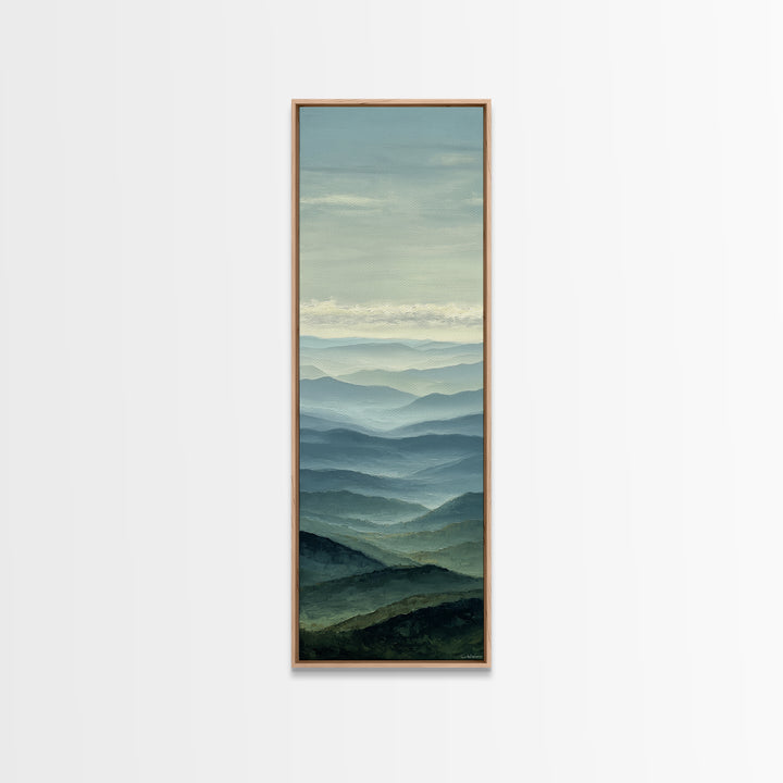 Rolling Green Hills Framed Canvas Print, Landscape Art, Luxury Decor, Living Room Decor, Fine Art, Horizon, Digital Art, LAN-1x3-66