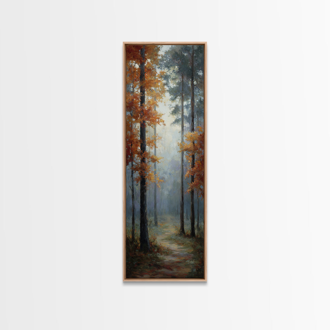 Autumn Forest Path Framed Canvas Print, Landscape Art, Wall Art, Living Room Decor, Fine Art, Horizon, Framed Wall Art, LAN-1x3-69