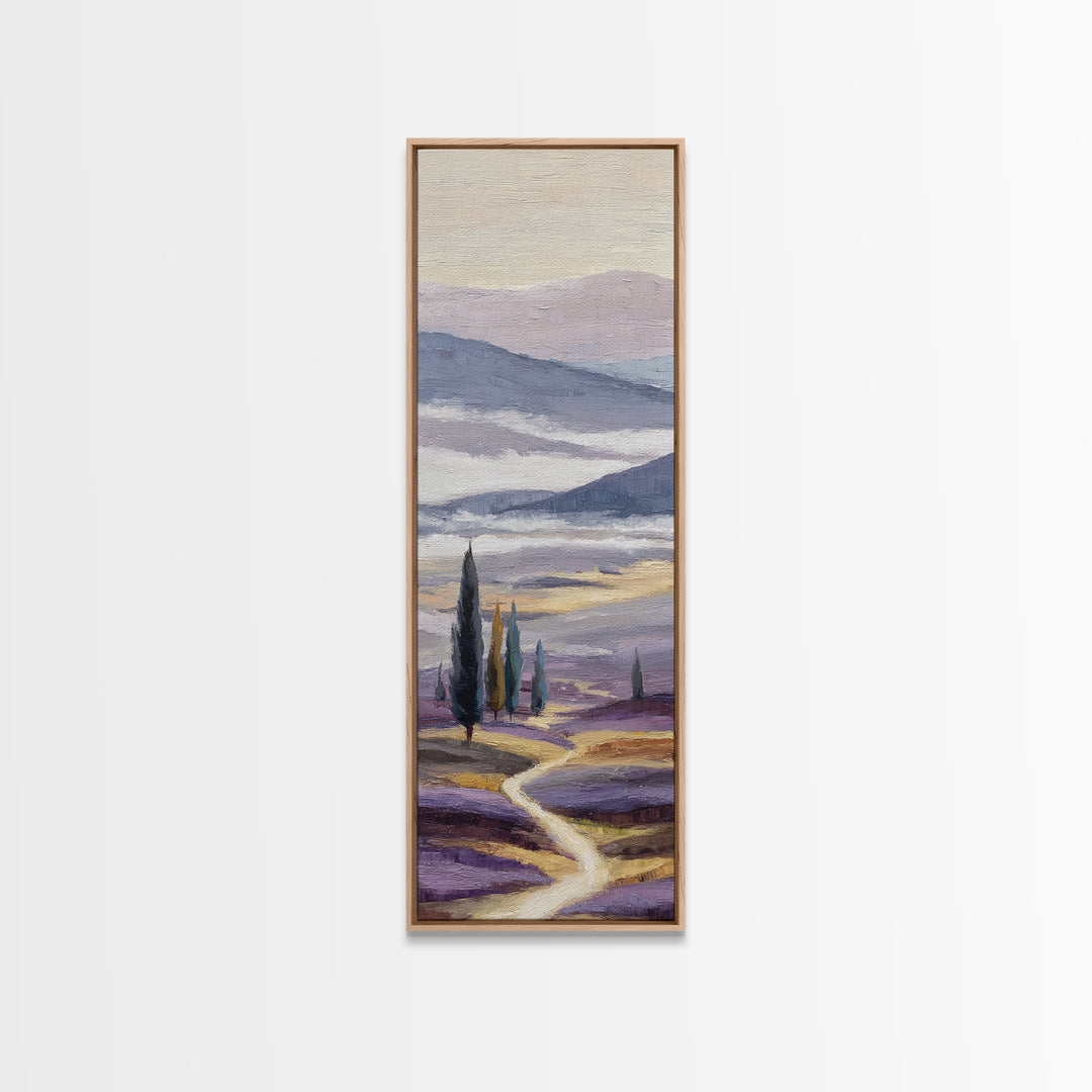 Lavender Field Leading to Distant Hills Canvas Print, Landscape Art, Room Decor, Living Room Decor, Fine Art, Horizon, LAN-1x3-94