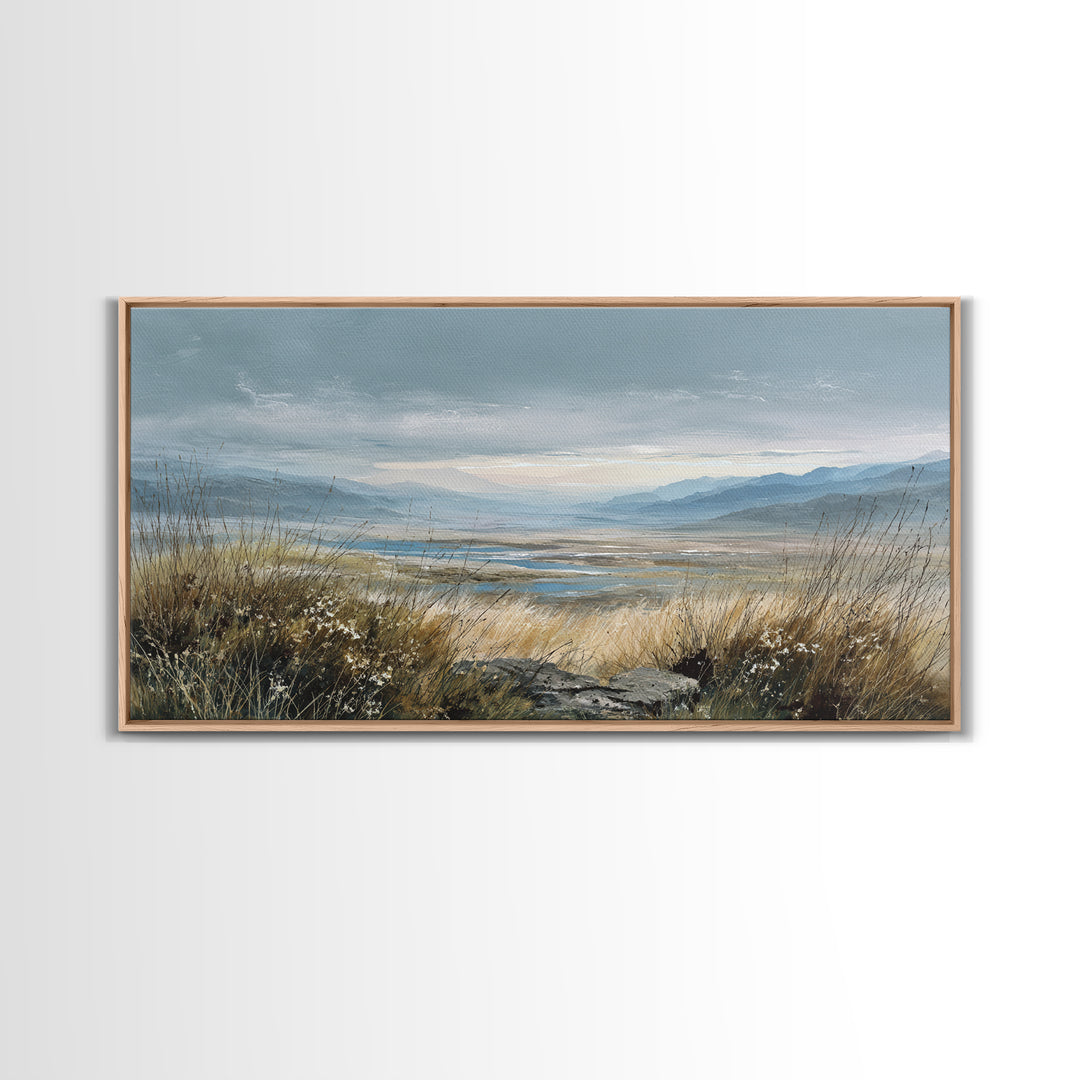 Rocky Scottish Highland Framed Canvas Print, Landscape Art, Art Prints, Living Room Decor, Fine Art, Horizon, Abstract Wall Art, LAN-2x1-13