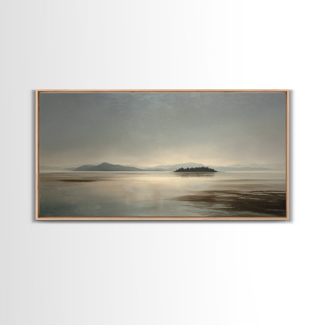 Volcanic Black Beach Framed Canvas Print, Landscape Art, Contemporary Art, Living Room Decor, Fine Art, Horizon, Original Art, LAN-2x1-34