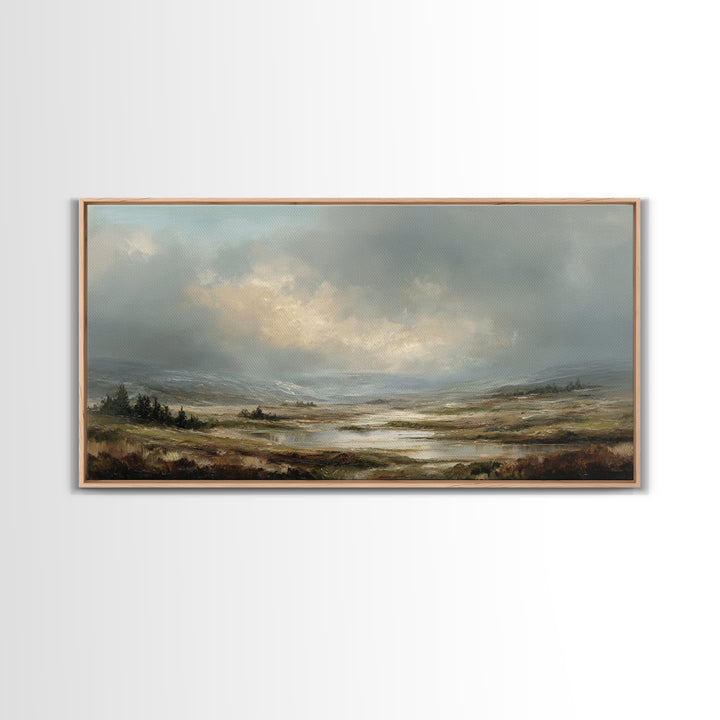 Rocky Scottish Highland Framed Canvas Print, Landscape Art, Art Prints, Living Room Decor, Fine Art, Horizon, Abstract Wall Art, LAN-2x1-37