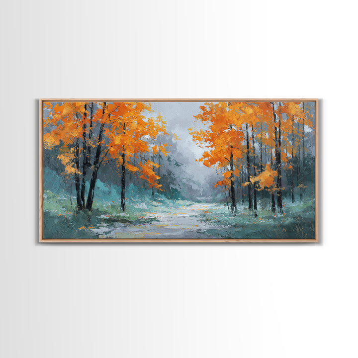 Autumn Forest Path Canvas Print, Landscape Art, Digital Print, Living Room Decor, Fine Art, Horizon, Living Room Wall Art, LAN-2x1-77