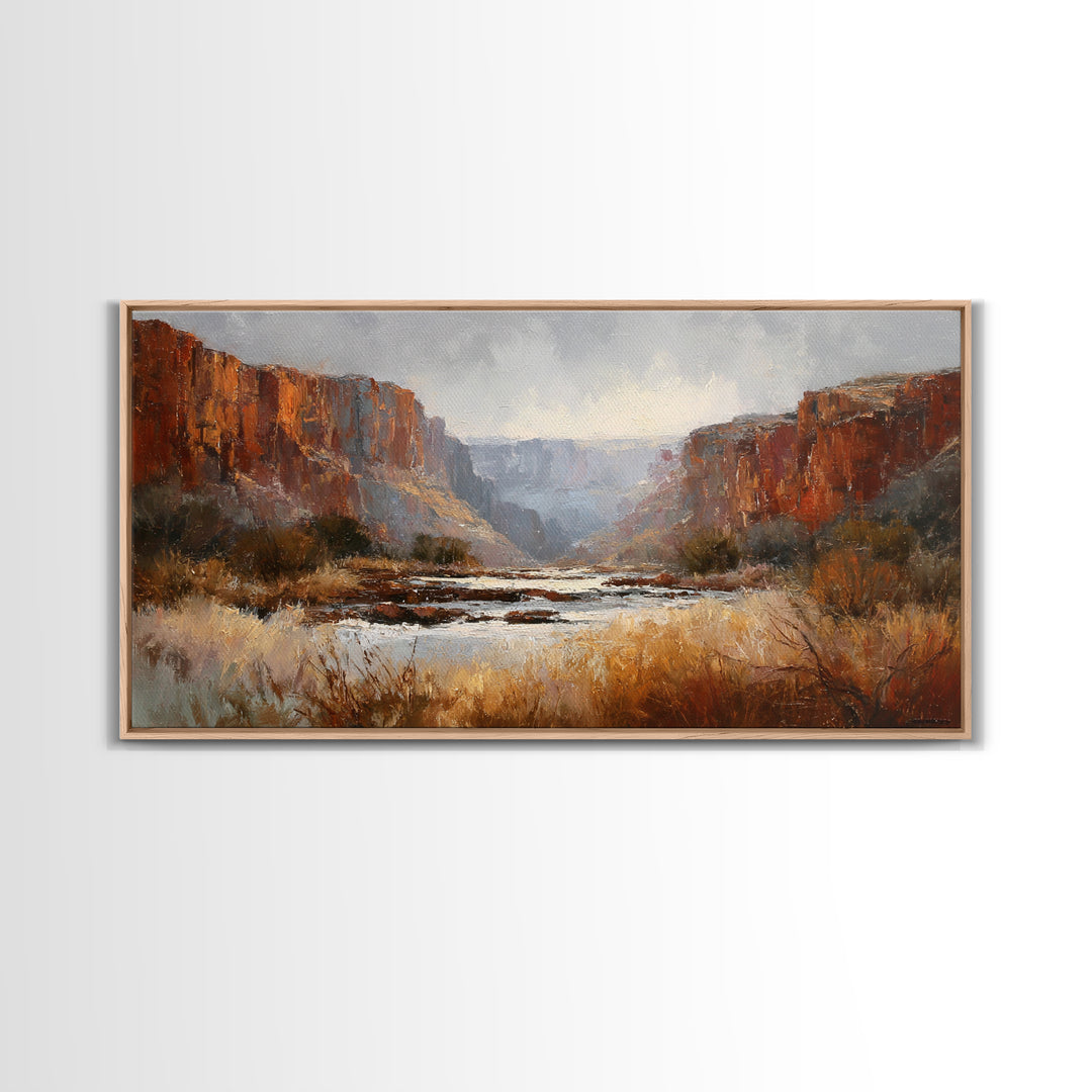 Red Canyon Walls Framed Canvas Print, Landscape Art, Boho Wall Art, Living Room Decor, Fine Art, Horizon, Neutral Decor, LAN-2x1-97