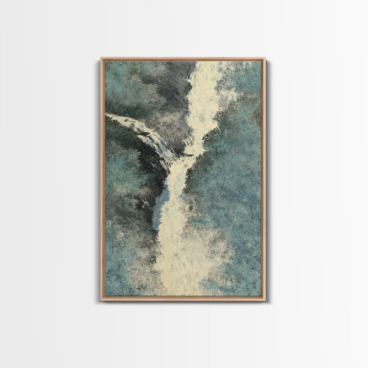 Tropical Jungle Waterfall Framed Canvas Print, Landscape Art, Modern Decor, Living Room Decor, Fine Art, Horizon, Wall Decor, LAN-2x3-24