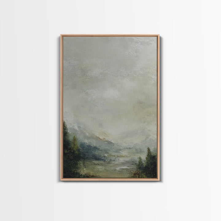 Rocky Scottish Highland Framed Canvas Print, Landscape Art, Printable Wall Art, Living Room Decor, Oil Painting, Horizon, LAN-2x3-25