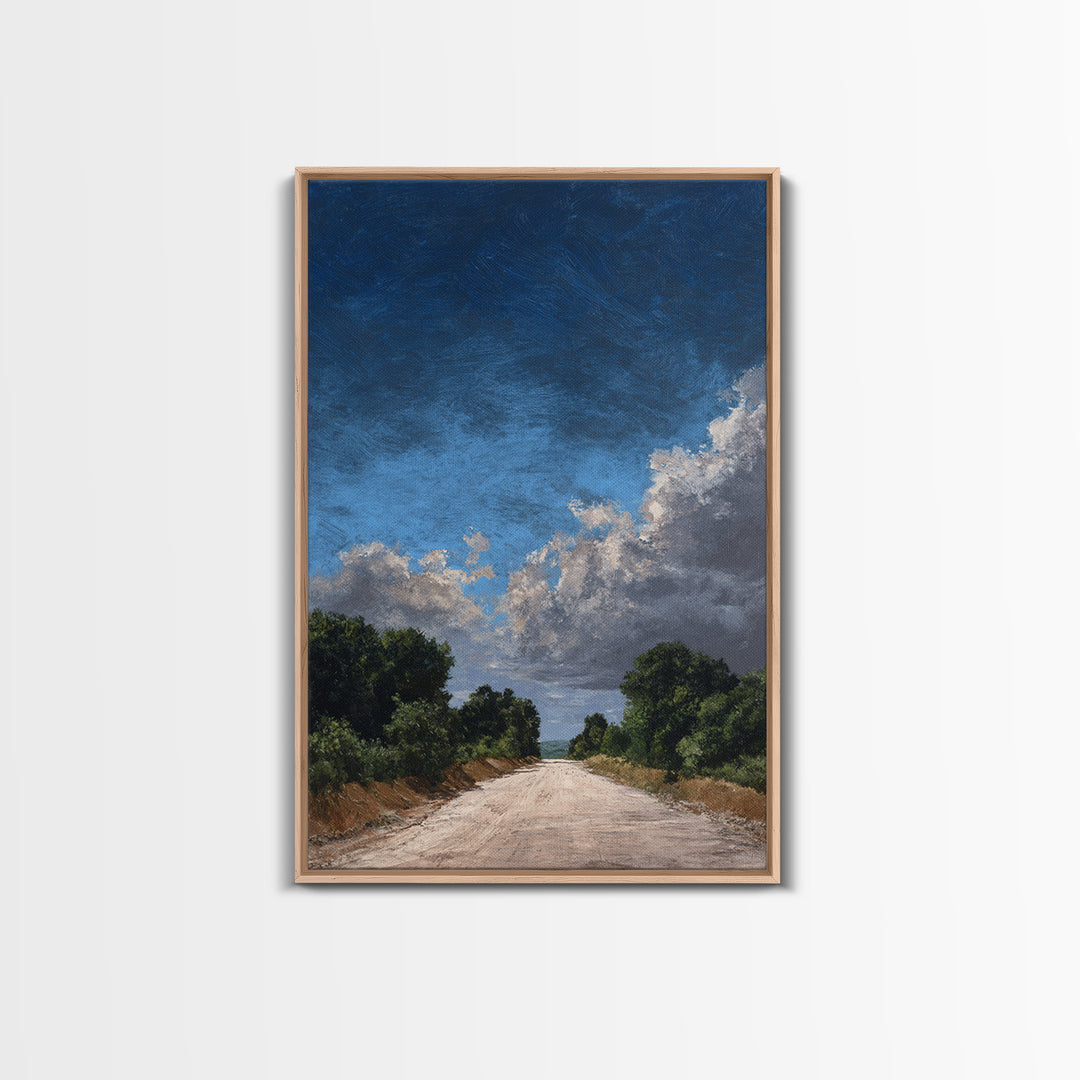 Old Country Road Framed Canvas Print, Landscape Art, Wall Decor, Living Room Decor, Fine Art, Horizon, Digital Print, LAN-2x3-52