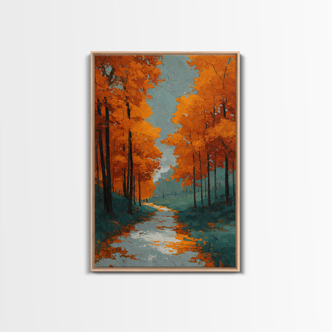 Autumn Forest Path Canvas Print, Landscape Art, Living Room Decor, Oil Painting, Horizon, Modern Art, Gallery Decor, LAN-2x3-65