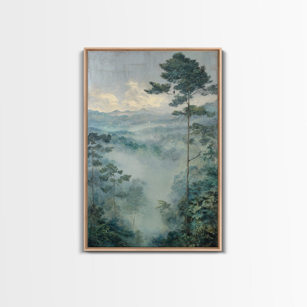 Tropical Jungle Waterfall Canvas Print, Landscape Art, Digital Art, Living Room Decor, Fine Art, Horizon, Boho Wall Art, LAN-2x3-72