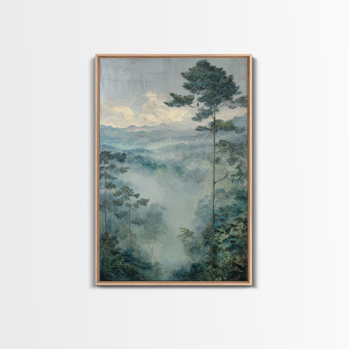 Tropical Jungle Waterfall Canvas Print, Landscape Art, Digital Art, Living Room Decor, Fine Art, Horizon, Boho Wall Art, LAN-2x3-72