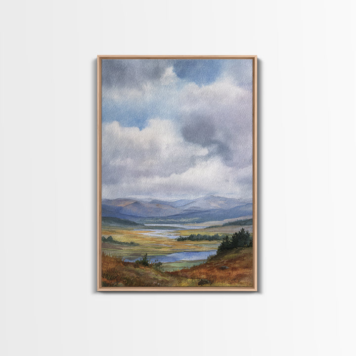 Rocky Scottish Highland Framed Canvas Print, Landscape Art, Boho Wall Art, Living Room Decor, Fine Art, Horizon, Neutral Decor, LAN-2x3-73