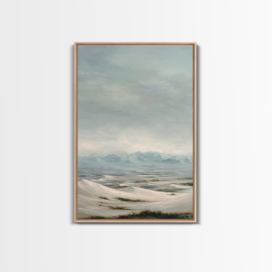 Desert Dunes under Pale Moon Canvas Print, Landscape Art, Set of 3 Prints, Living Room Decor, Fine Art, Horizon, LAN-2x3-91