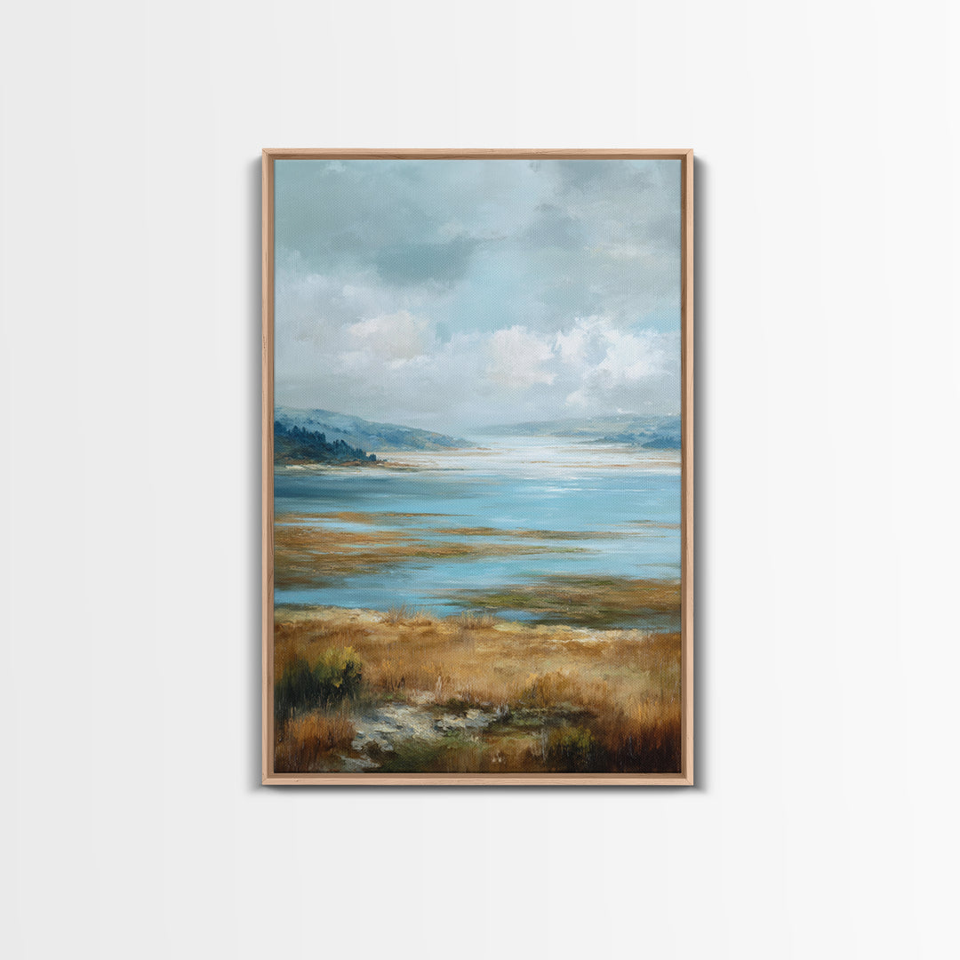 Fjord Landscape with Icy Blue Water Canvas Print, Landscape Art, Floral Wall Art, Living Room Decor, Fine Art, Horizon, LAN-2x3-95