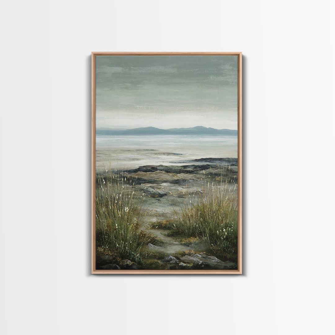 Rocky Scottish Highland Framed Canvas Print, Landscape Art, Boho Wall Art, Living Room Decor, Fine Art, Horizon, Neutral Decor, LAN-2x3-97
