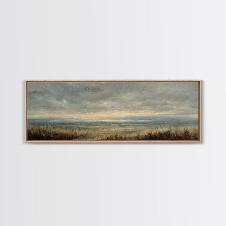 Storm Clouds over an Open Prairie Canvas Print, Landscape Art, Luxury Decor, Living Room Decor, Fine Art, Horizon, Digital Art, LAN-3x1-19