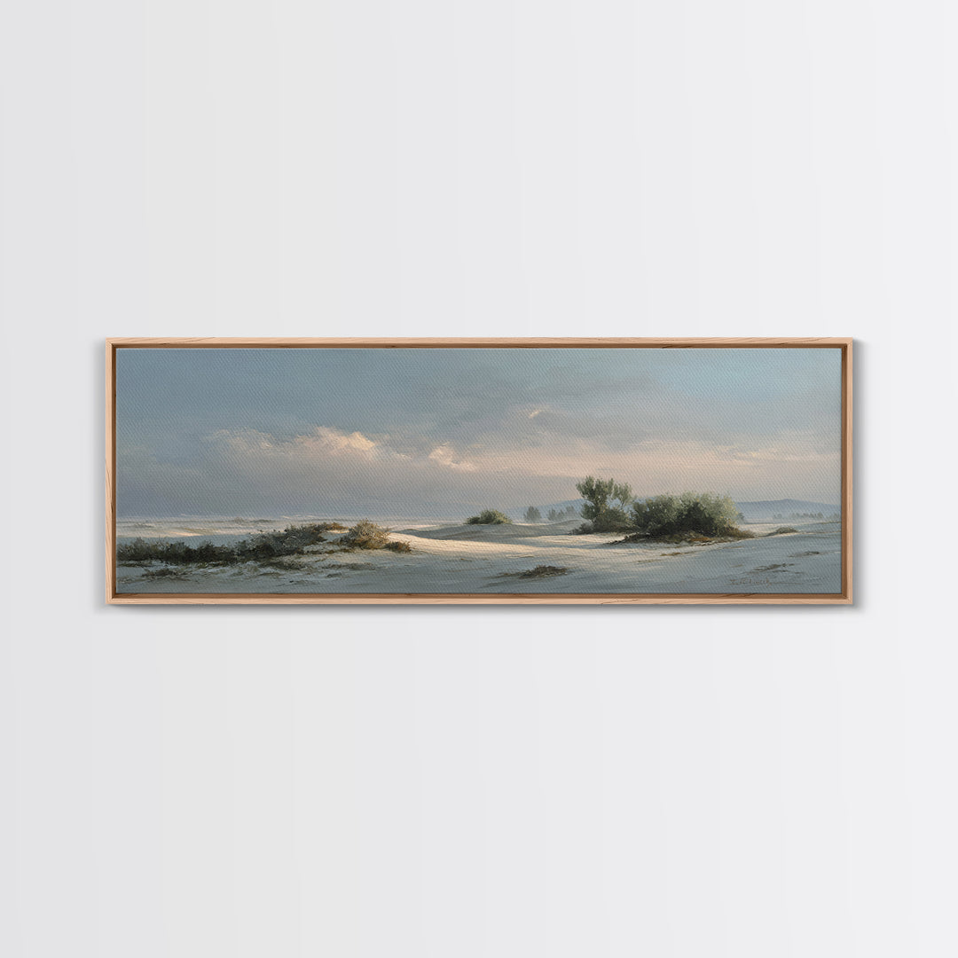 Desert Dunes under Pale Moon Canvas Print, Landscape Art, Fine Art Print, Living Room Decor, Fine Art, Horizon, Digital Prints, LAN-3x1-3