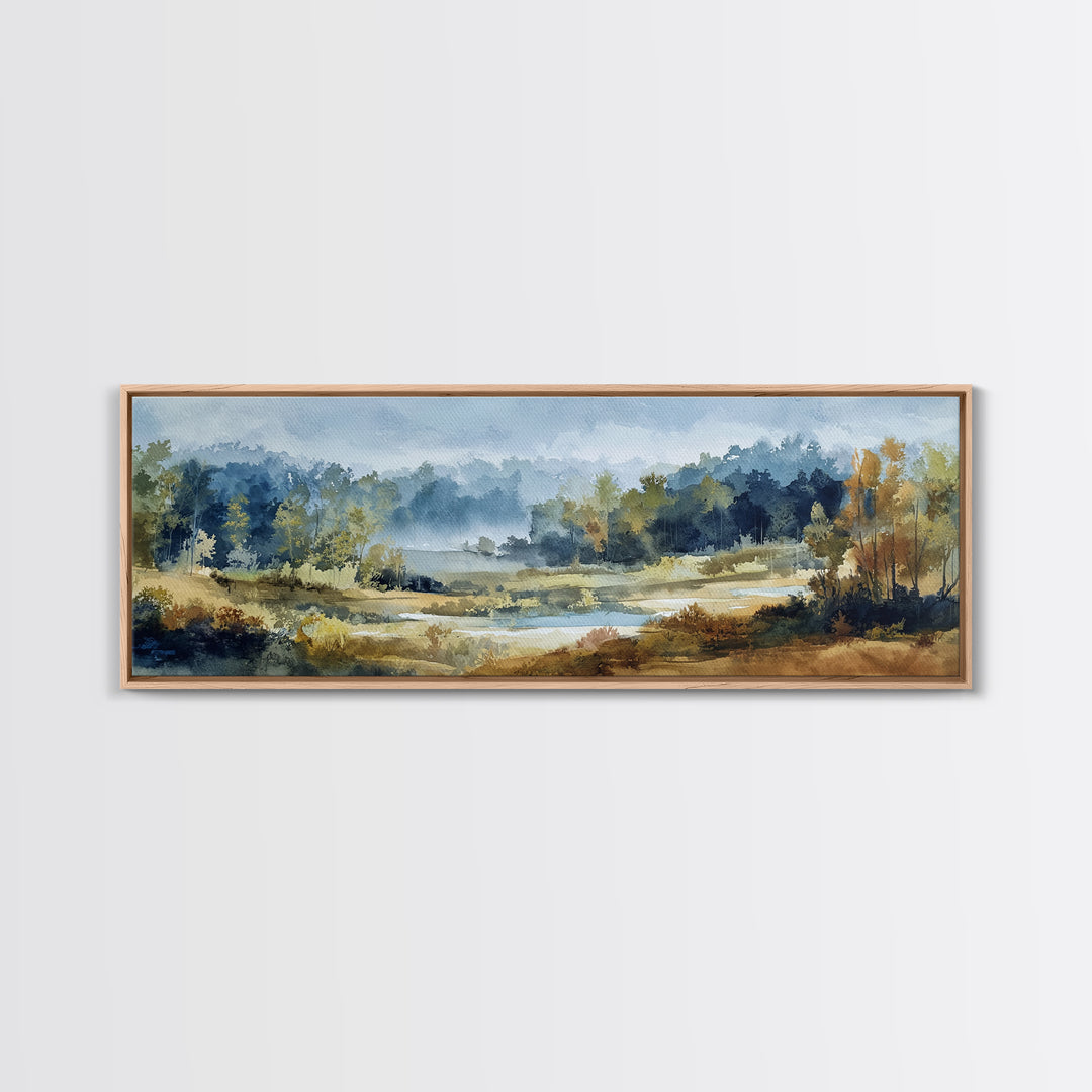 Waterfall Hidden in Dense Forest Canvas Print, Landscape Art, Wall Art Print, Living Room Decor, Fine Art, Horizon, Boho Decor, LAN-3x1-4