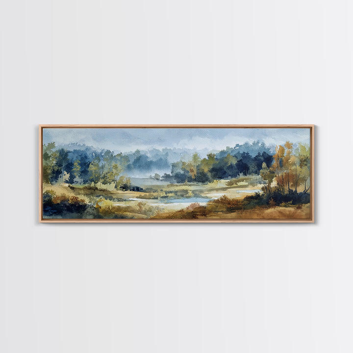 Waterfall Hidden in Dense Forest Canvas Print, Landscape Art, Wall Art Print, Living Room Decor, Fine Art, Horizon, Boho Decor, LAN-3x1-4