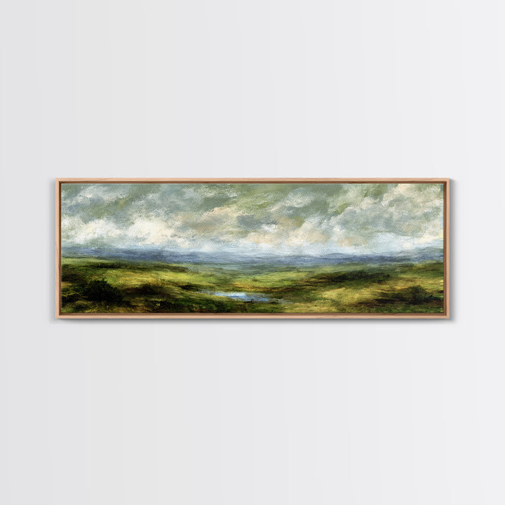 Rolling Green Hills Canvas Print, Landscape Art, Wall Art, Living Room Decor, Fine Art, Horizon, Framed Wall Art, Abstract Art, LAN-3x1-70
