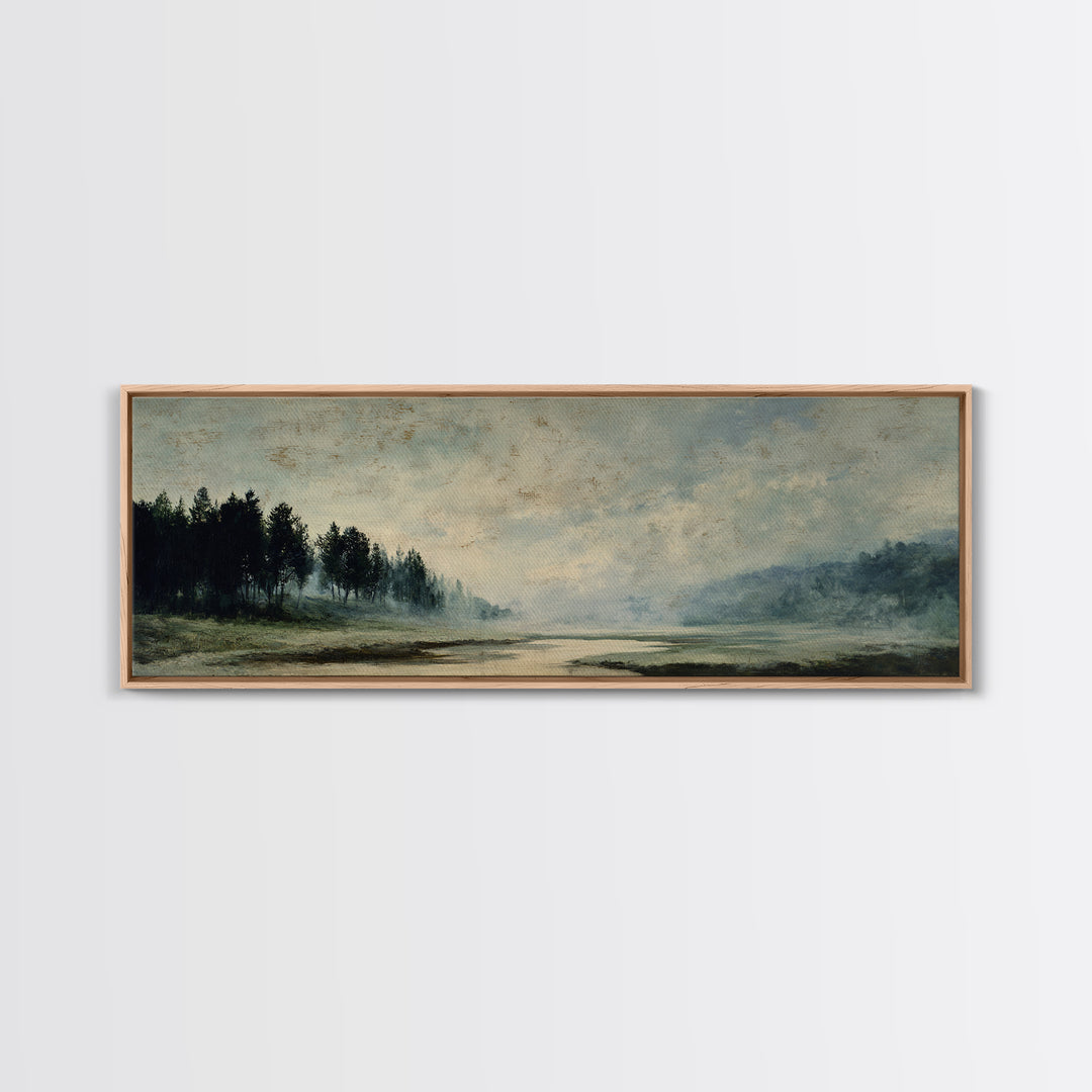 Old Country Road Framed Canvas Print, Landscape Art, Art Prints, Living Room Decor, Fine Art, Horizon, Abstract Wall Art, LAN-3x1-84