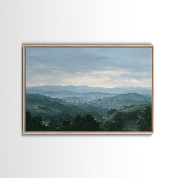 Rolling Green Hills Framed Canvas Print, Landscape Art, Living Room Decor, Oil Painting, Horizon, Modern Art, Gallery Decor, LAN-3x2-10