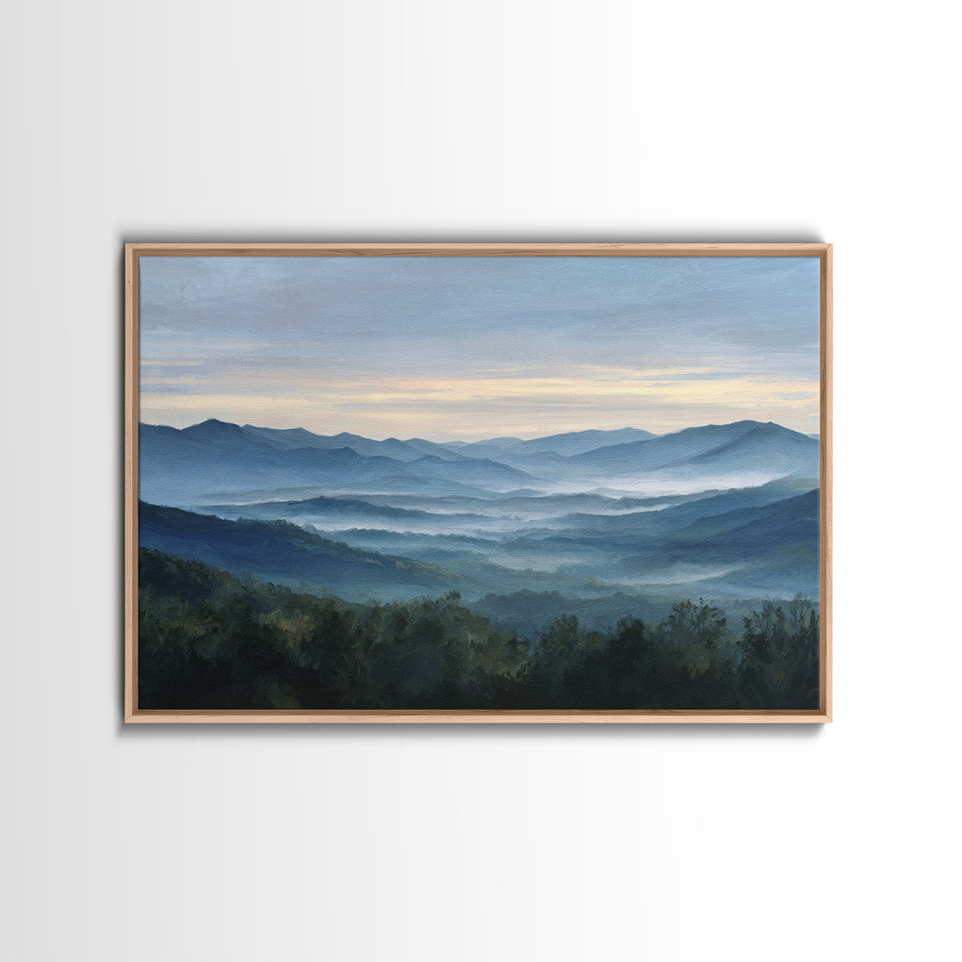 Misty Mountain Valley at Sunrise Canvas Print, Landscape Art, Modern Decor, Living Room Decor, Fine Art, Horizon, Wall Decor, LAN-3x2-53