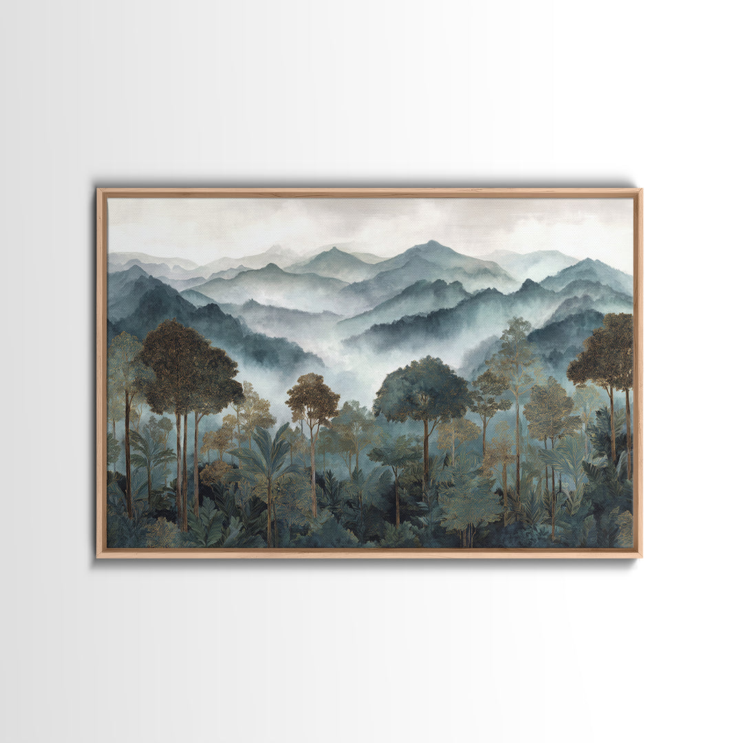 Tropical Jungle Waterfall Canvas Print, Landscape Art, Minimalist Decor, Living Room Decor, Oil Painting, Horizon, LAN-3x2-68