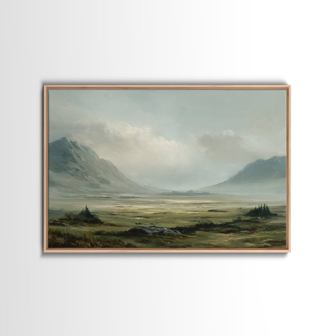 Rocky Scottish Highland Framed Canvas Print, Landscape Art, Gallery Decor, Living Room Decor, Fine Art, Horizon, Wall Art, LAN-3x2-69