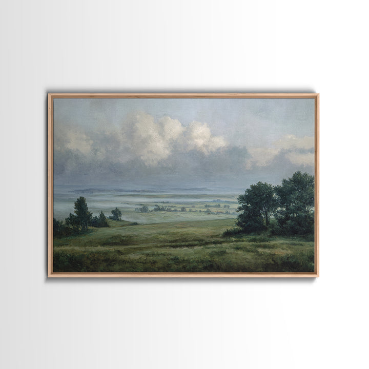Storm Clouds over an Open Prairie Framed Canvas Print, Landscape Art, Luxury Decor, Living Room Decor, Fine Art, Horizon, LAN-3x2-79