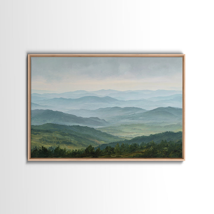 Rolling Green Hills Framed Canvas Print, Landscape Art, Floral Wall Art, Living Room Decor, Fine Art, Horizon, Minimalist Decor, LAN-3x2-82