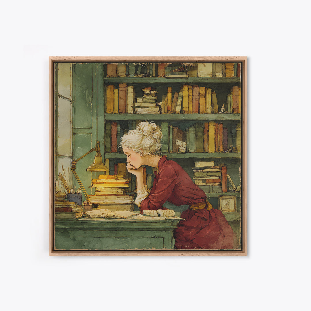 Classical Scholar Portrait Canvas Print, Library Art, Halloween Wall Decor, Library Decor, Oil Painting, Archive, LIB-1x1-10