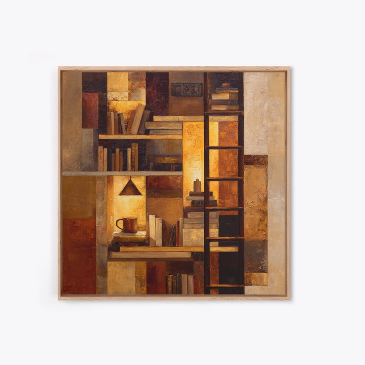 Rolling Library Ladder Canvas Print, Library Art, Wall Art Print, Library Decor, Abstract Art, Archive, Halloween Wall Decor, LIB-1x1-3