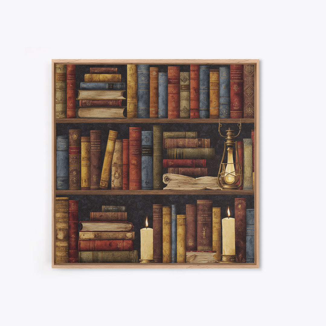 Library Shelf Pattern Canvas Print, Library Art, Gallery Decor, Library Decor, Fine Art, Archive, Wall Art, Home Decor, LIB-1x1-59