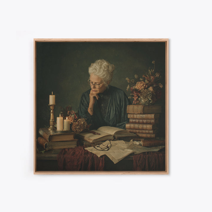 Classical Scholar Portrait Canvas Print, Library Art, Boho Decor, Library Decor, Fine Art, Archive, Digital Art, LIB-1x1-82