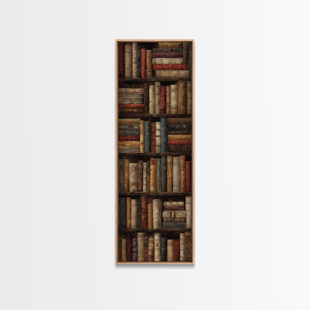 Library Shelf Pattern Framed Canvas Print, Library Art, Library Decor, Fine Art, Archive, Neutral Decor, Modern Decor, LIB-1x3-47