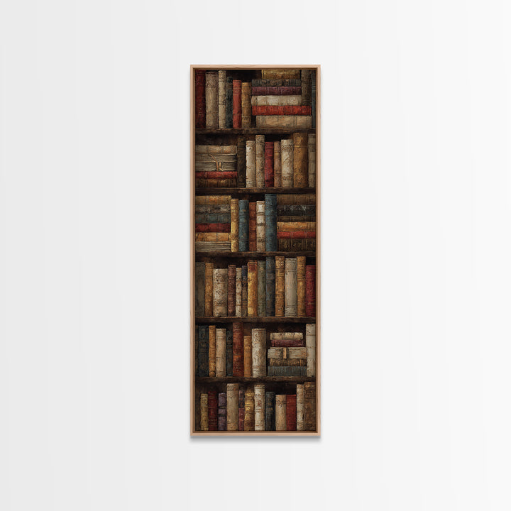 Library Shelf Pattern Framed Canvas Print, Library Art, Library Decor, Fine Art, Archive, Neutral Decor, Modern Decor, LIB-1x3-47