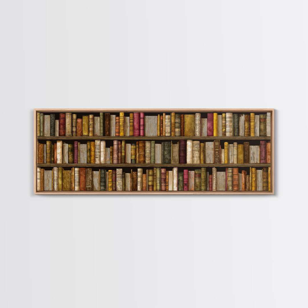 Library Shelf Pattern Canvas Print, Library Art, Fine Art Print, Library Decor, Fine Art, Archive, Painting, Digital Art, LIB-3x1-3