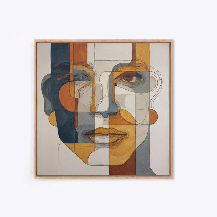 Continuous Line Female Face Framed Canvas Print, Line Art, Textured Painting, Living Room Decor, Fine Art, Line, Canvas Art, LIN-1x1-1