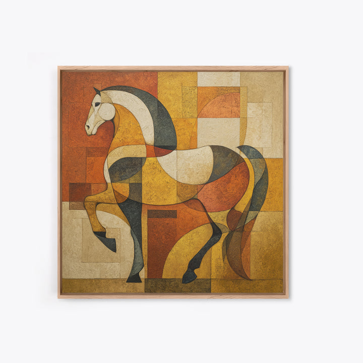 Abstract Horse Formed from Graceful Contour Framed Canvas Print, Line Art, Aesthetic Prints, Living Room Decor, Abstract Art, LIN-1x1-100