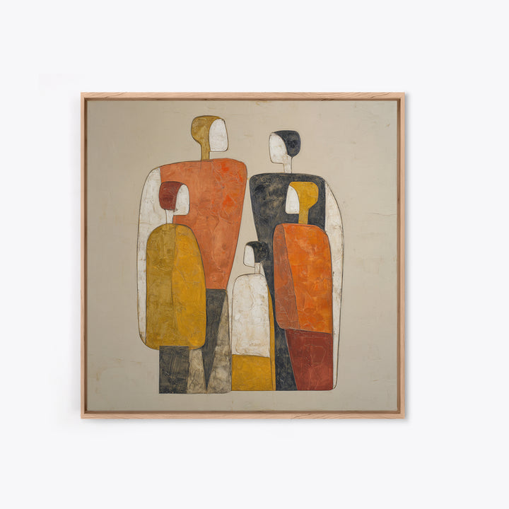 Abstract Family Figures Framed Canvas Print, Line Art, Portrait from Photo, Living Room Decor, Fine Art, Line, Luxury Decor, LIN-1x1-24