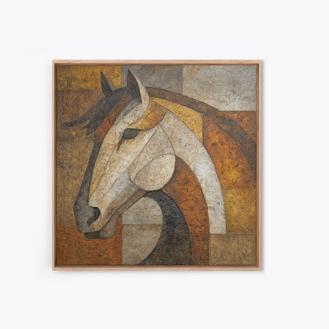 Abstract Horse Formed from Graceful Contour Framed Canvas Print, Line Art, Printable Wall Art, Living Room Decor, Line, LIN-1x1-28