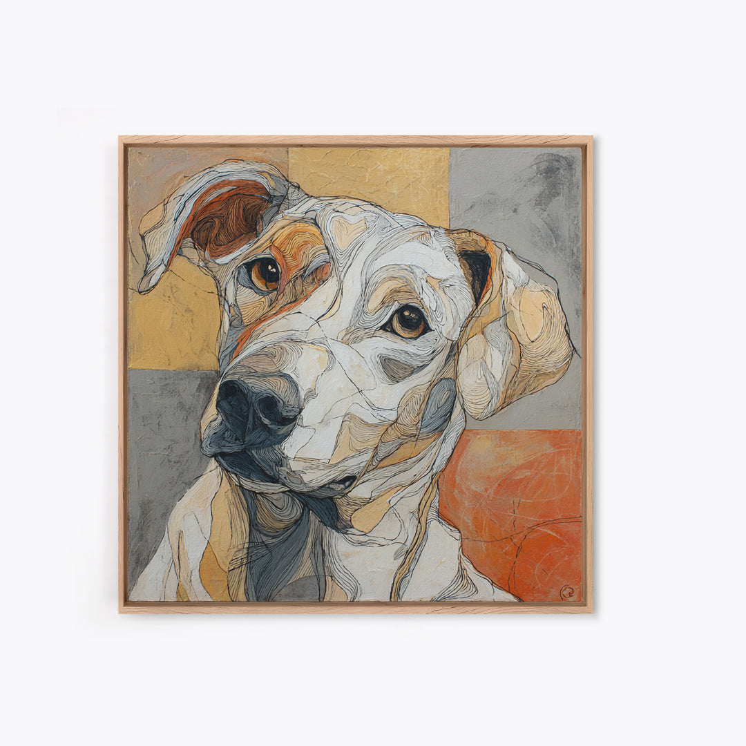 Continuous Line Dog Portrait Framed Canvas Print, Line Art, Contemporary Art, Living Room Decor, Fine Art, Line, Boho Wall Art, LIN-1x1-37