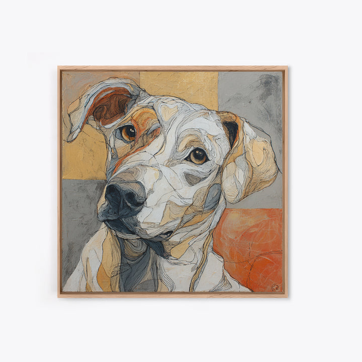 Continuous Line Dog Portrait Framed Canvas Print, Line Art, Contemporary Art, Living Room Decor, Fine Art, Line, Boho Wall Art, LIN-1x1-37