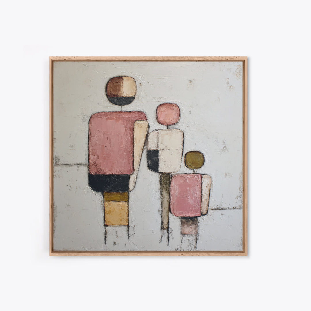 Abstract Family Figures Framed Canvas Print, Line Art, Decor, Living Room Decor, Fine Art, Line, Living Room Wall Art, LIN-1x1-48