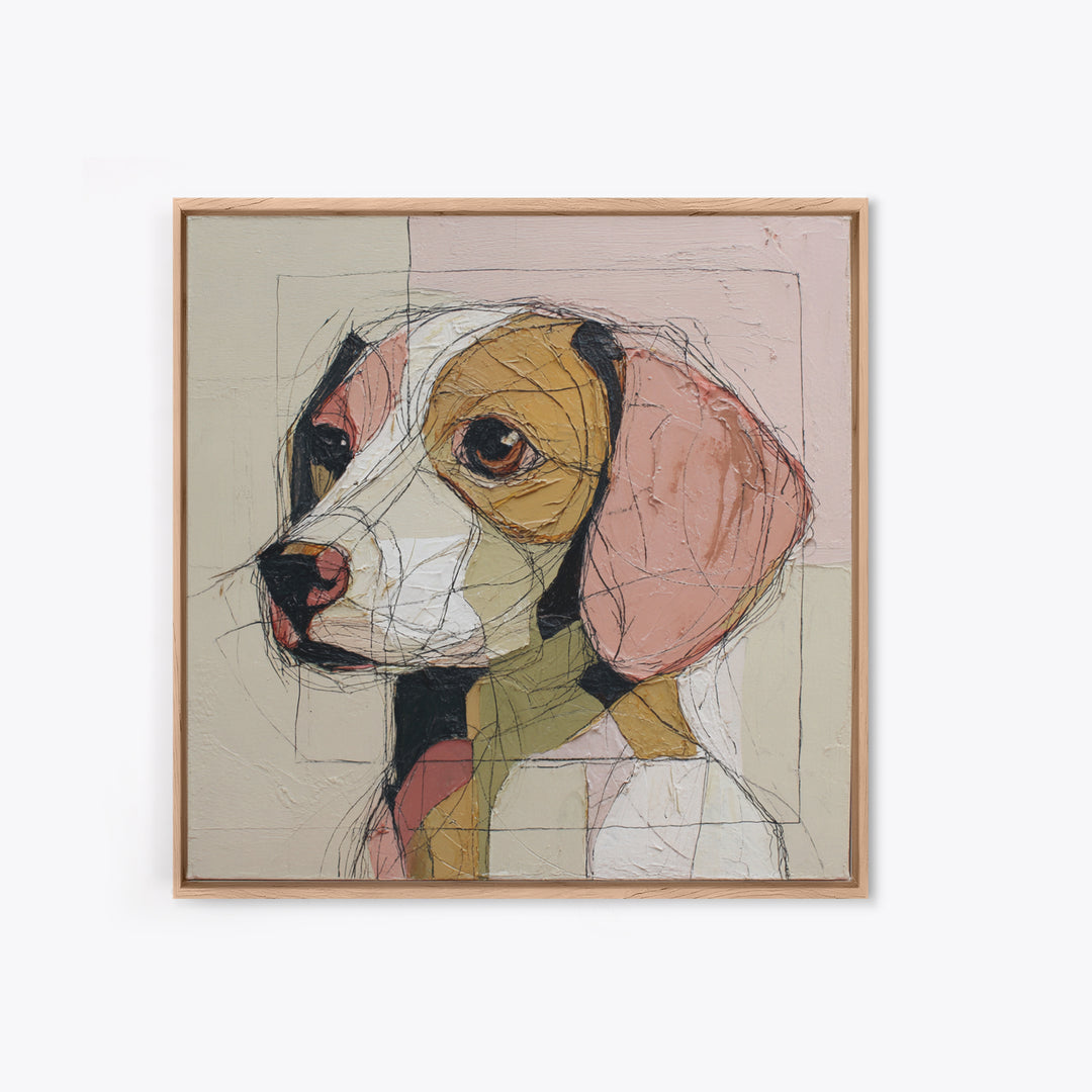 Continuous Line Dog Portrait Framed Canvas Print, Line Art, Contemporary Art, Living Room Decor, Fine Art, Line, Boho Wall Art, LIN-1x1-61