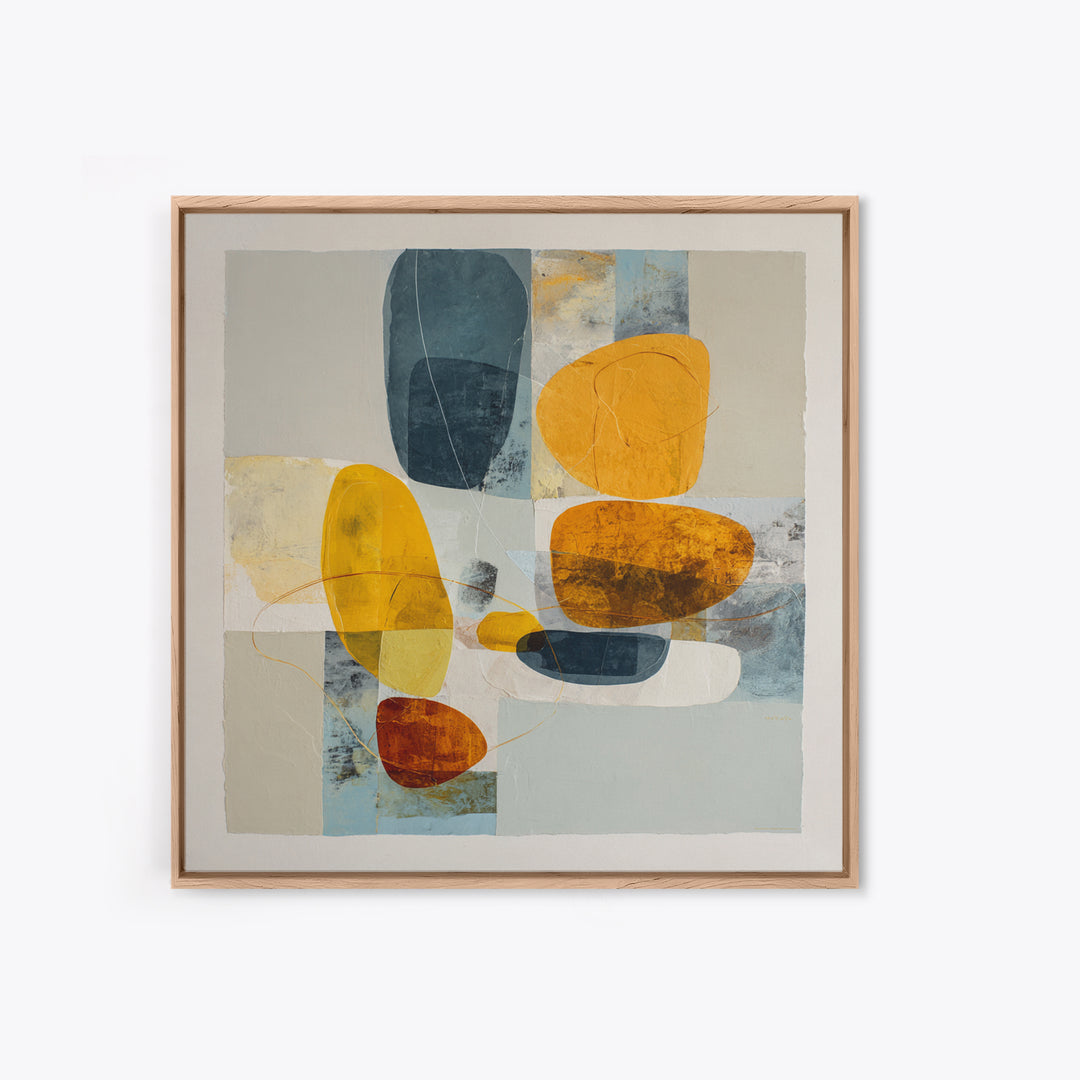 Line Art Shell and Coastal Forms Framed Canvas Print, Line Art, Statement Artwork, Living Room Decor, Fine Art, Line, LIN-1x1-63
