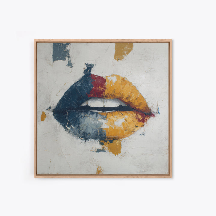 Abstract Lips and Hand Fashion Sketch Framed Canvas Print, Line Art, Aesthetic Prints, Living Room Decor, Fine Art, Line, LIN-1x1-66