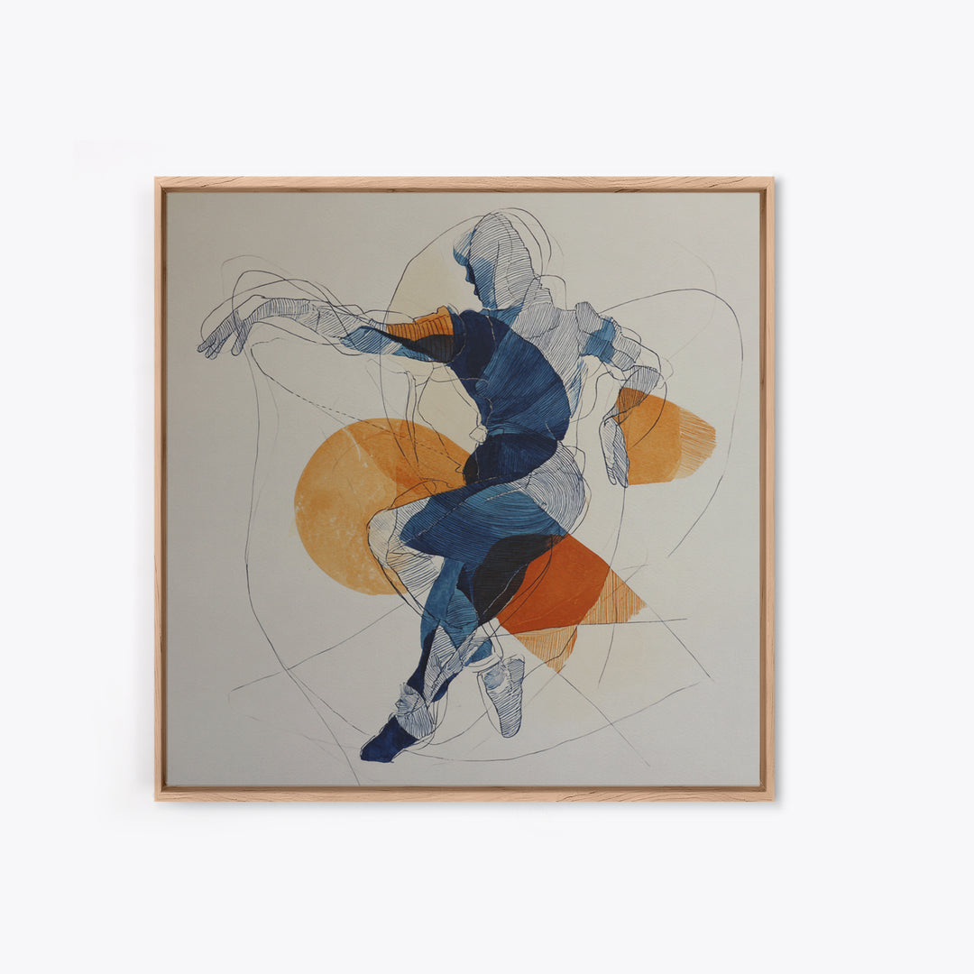 Continuous Line Dancer Framed Canvas Print, Line Art, Boho Wall Decor, Living Room Decor, Fine Art, Line, Black and White Art, LIN-1x1-7
